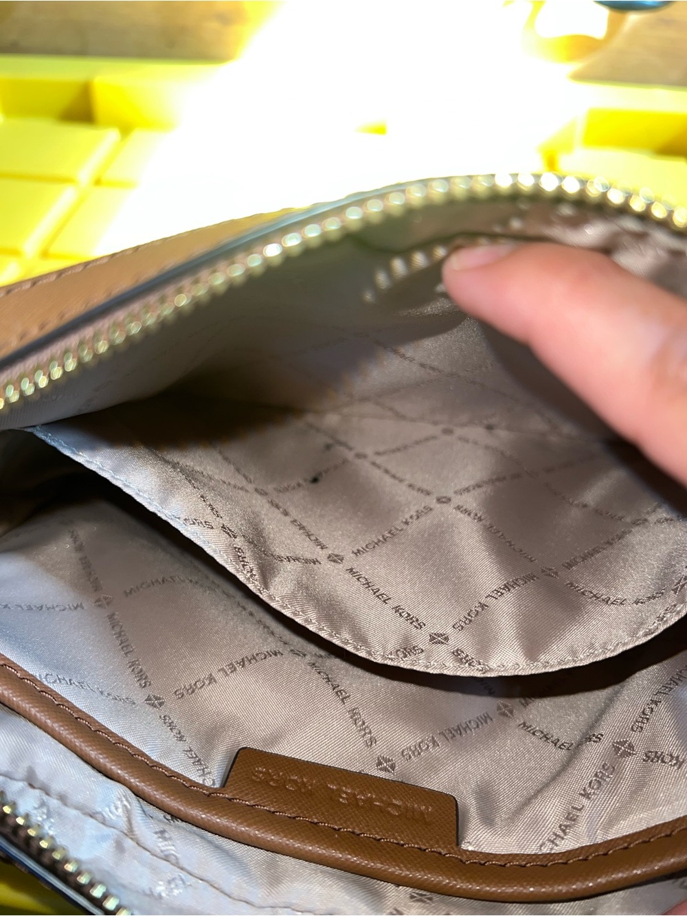 Michael Kors Beige Canvas Crossbody with Brown Leather Trim - Picture 6 of 10